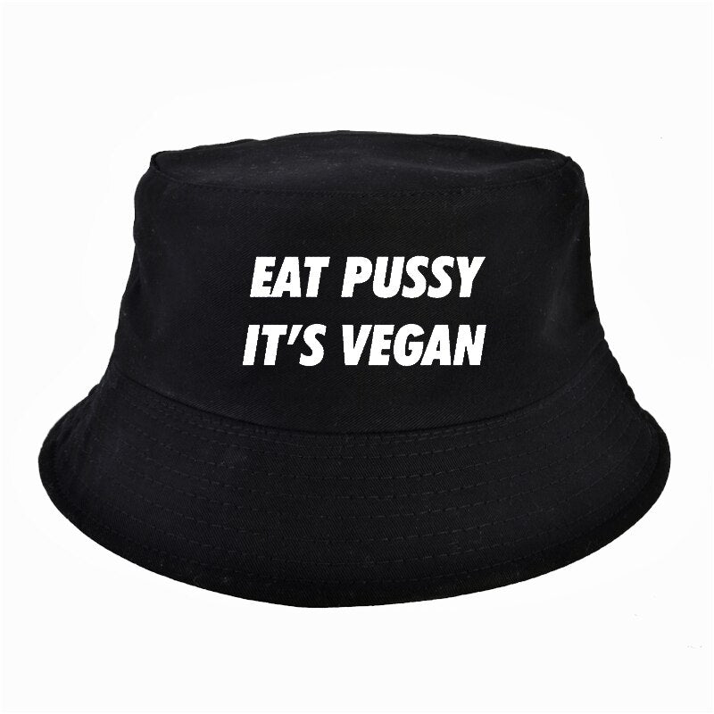 harajuku Men Women eat pussy its vegan bucket hat fashion Summer Bucket Hats Unisex fisherman hat panama bucket hat women URB1™ Vêtements Streetwear URB1™ Vêtements Streetwear harajuku-