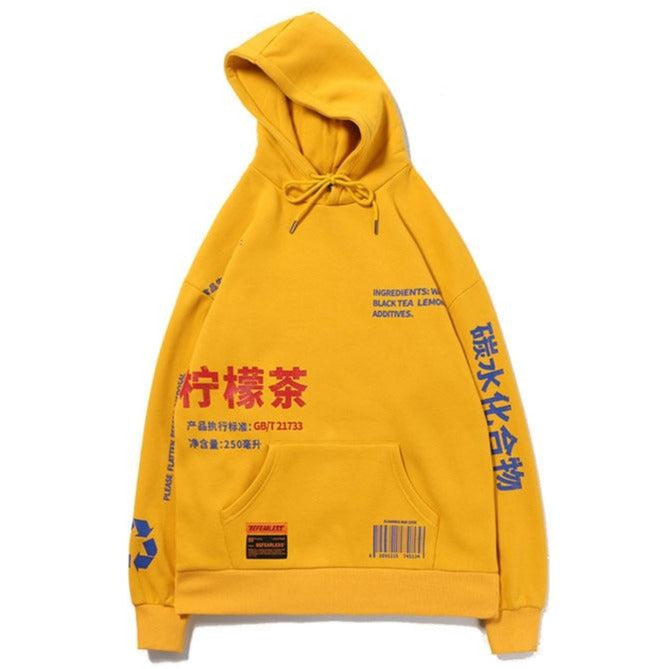 GONTHWID Lemon Tea Printed Fleece Pullover Hoodies Men/Women Casual Hooded Streetwear Sweatshirts Hip Hop Harajuku Male Tops URB1™ Vêtements Streetwear URB1™ Vêtements Streetwear gonthw