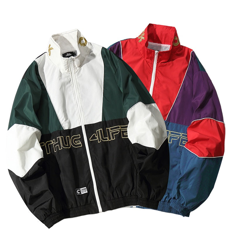 Men Hip Hop Jacket Coat Color Block Patchwork Track Jacket Windbreaker Oversized Retro Vintage Streetwear Harajuku 2018 Autumn - URB1™ Vêtements Streetwear mode boutique streetwear shop