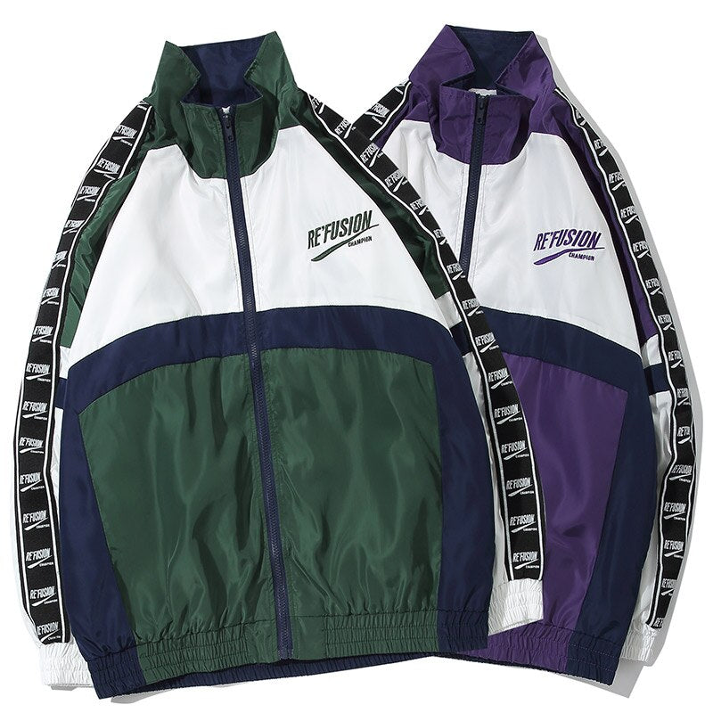 Aolamegs Jackets Men Patchwork Block Thin Jacket Tracksuit Coats Hip Hop Zipper Loose Fashion Casual Male Windbreaker Streetwear URB1™ Vêtements Streetwear URB1™ Vêtements Streetwear ao