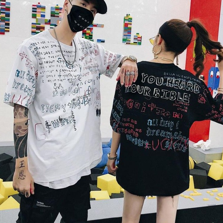 "THOUGHTS" T-shirt Noir oversize streetwear - URB1™ - URB1™ Vêtements Streetwear mode boutique streetwear shop