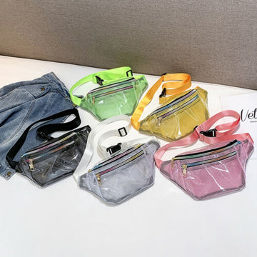2019 Fashion Women PVC Grid Style Waist Bag Fanny Pack Bum Bag Travel Mash Purse Waist Bag Transparent Small Belt Bag Cool Packs URB1™ Vêtements Streetwear URB1™ Vêtements Streetwear 20