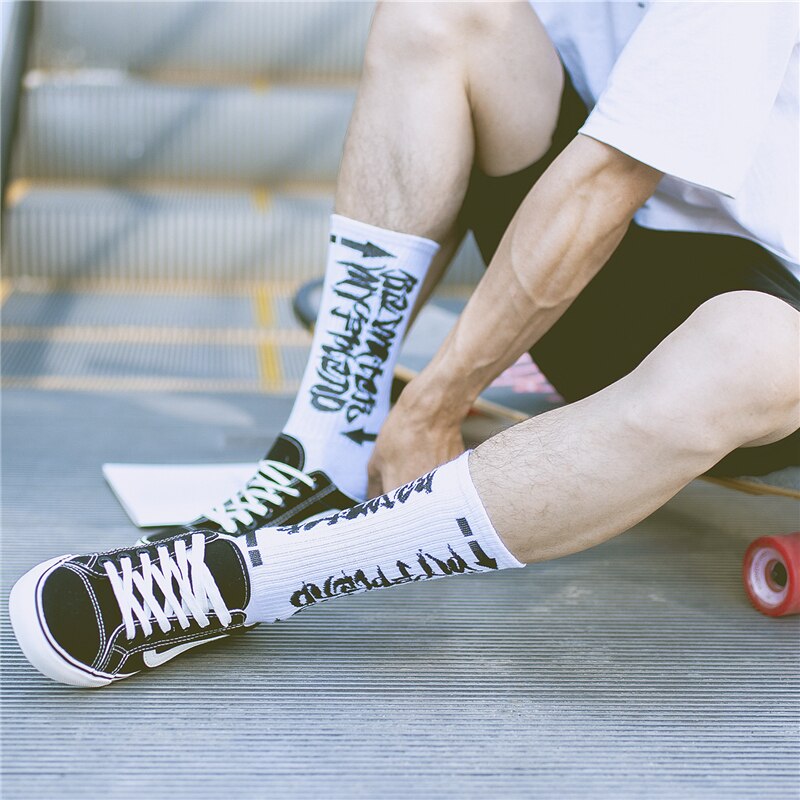 Harajuku Men's Humor Words Printing Socks Ulzzang Hip Hop Street Skateboard Unisex Crew Lovers' Happy Sokkem Dropship 2Pcs=1Pair URB1™ Vêtements Streetwear URB1™ Vêtements Streetwear ha