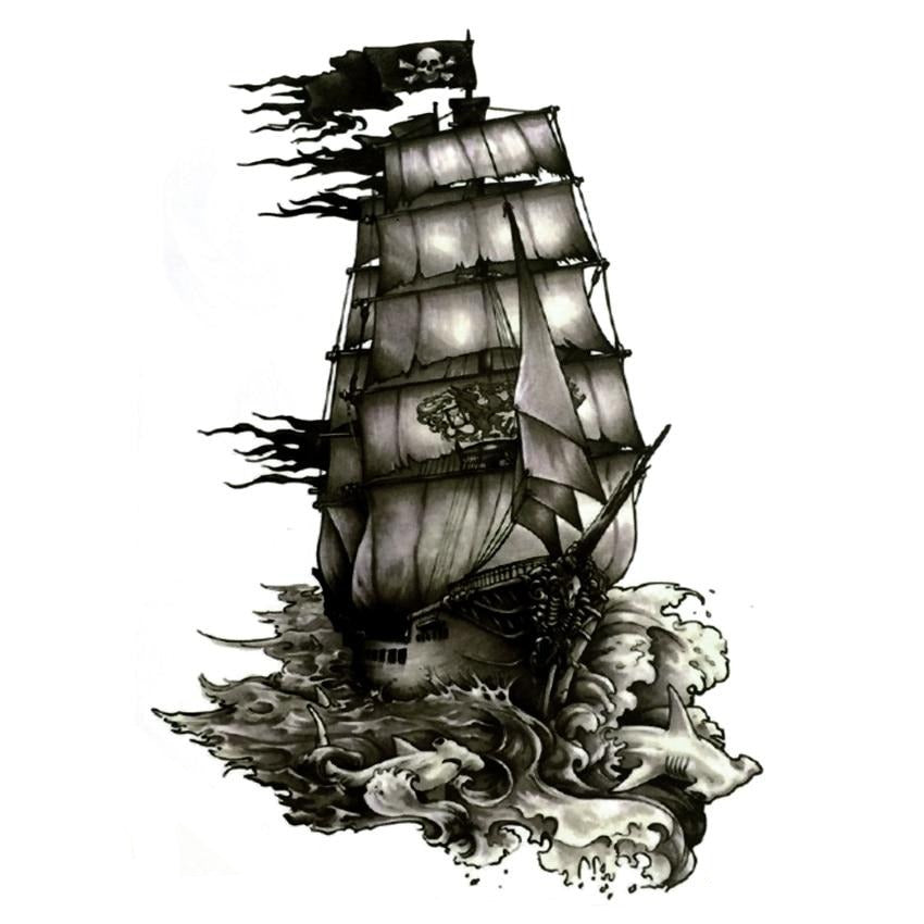 The Black Pearl Pirate Ship Waterproof Temporary Tattoos harajuku men Fake Tattoo hand made sticker Henna Tatoo sleeve tatuajes URB1™ Vêtements Streetwear URB1™ Vêtements Streetwear the