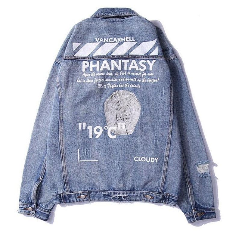 "PHANTASY" Veste en jean Imprimé Streetwear - URB1™ - URB1™ Vêtements Streetwear mode boutique streetwear shop