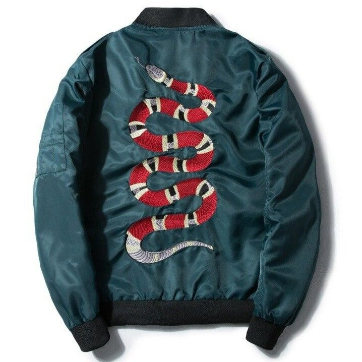 MANNAN Autumn 2018 Jacket Snake Embroidery Jacket Thin Men Hip Hop high street Streetwear Embroidered couples baseball Coat URB1™ Vêtements Streetwear URB1™ Vêtements Streetwear mannan-