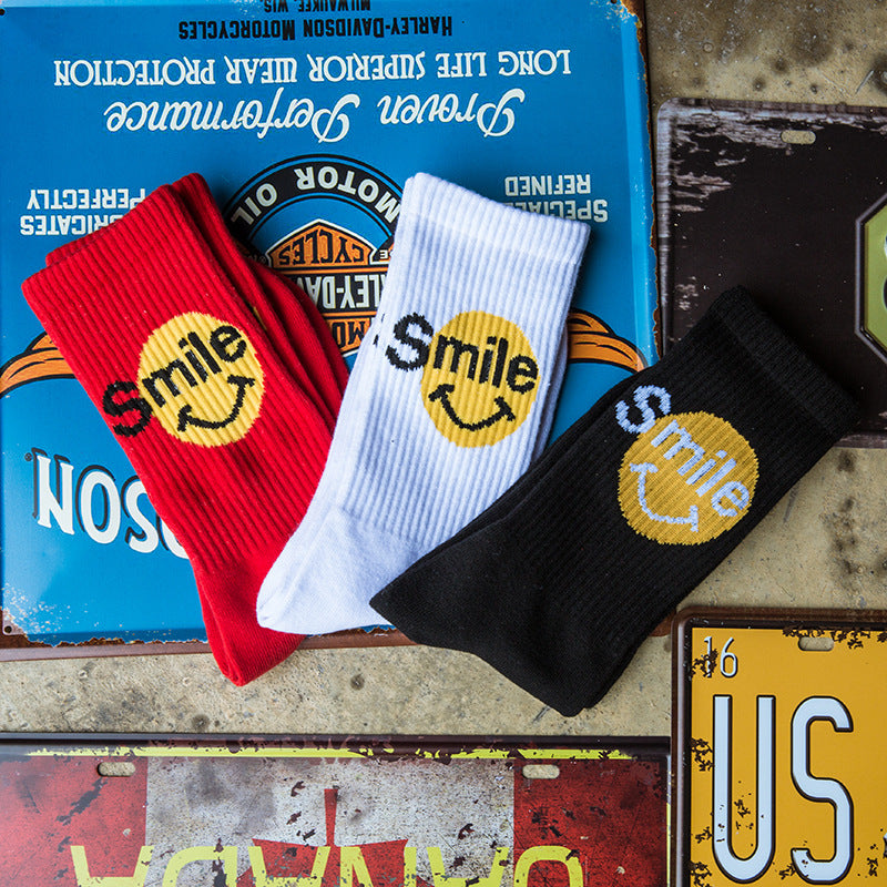 "SMILE" Chaussettes Montantes Streetwear Noir - URB1™ - URB1™ Vêtements Streetwear mode boutique streetwear shop