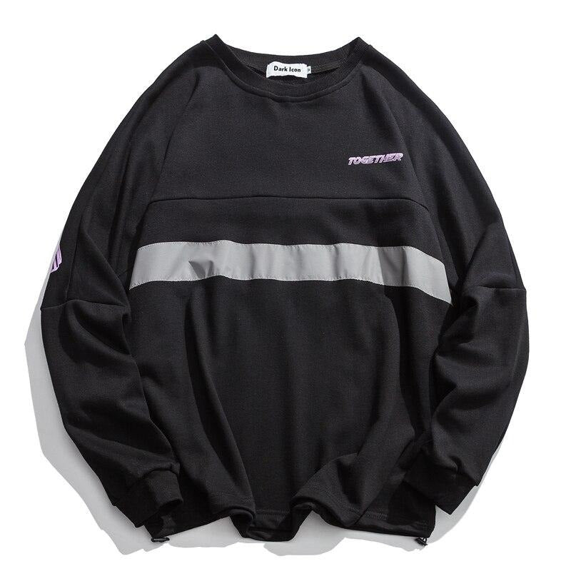DARK ICON 3M Reflection Drop Shoulder Men's Sweatshirt 2019 Autumn Adjustable Hem with Elastic Sweatshirts Men Streetwear URB1™ Vêtements Streetwear URB1™ Vêtements Streetwear dark-icon