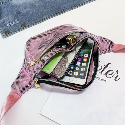 2019 Fashion Women PVC Grid Style Waist Bag Fanny Pack Bum Bag Travel Mash Purse Waist Bag Transparent Small Belt Bag Cool Packs URB1™ Vêtements Streetwear URB1™ Vêtements Streetwear 20