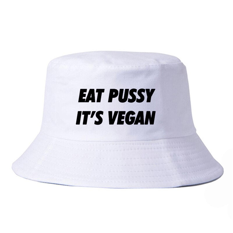 harajuku Men Women eat pussy its vegan bucket hat fashion Summer Bucket Hats Unisex fisherman hat panama bucket hat women URB1™ Vêtements Streetwear URB1™ Vêtements Streetwear harajuku-