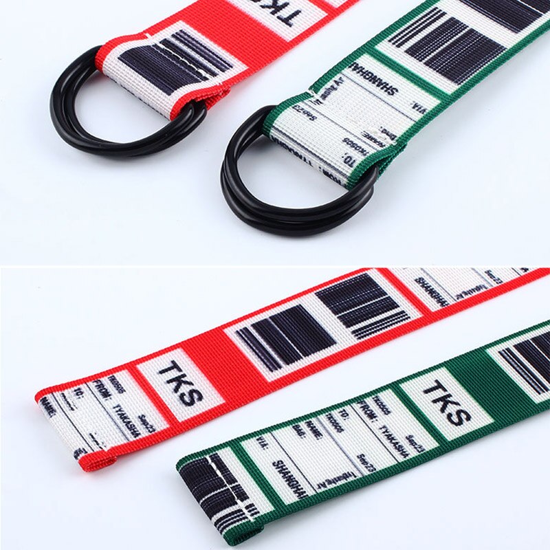 Fashion Bar Code letter Printing Canvas Belt Harajuku Men Women Casual Jeans D Ring Buckle Waist Belts 130Cm Long Waistband Z30 URB1™ Vêtements Streetwear URB1™ Vêtements Streetwear fas