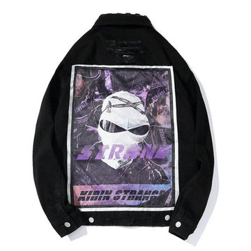 "STRANE" Veste en jean Denim Noir - UBR1™ - URB1™ Vêtements Streetwear mode boutique streetwear shop