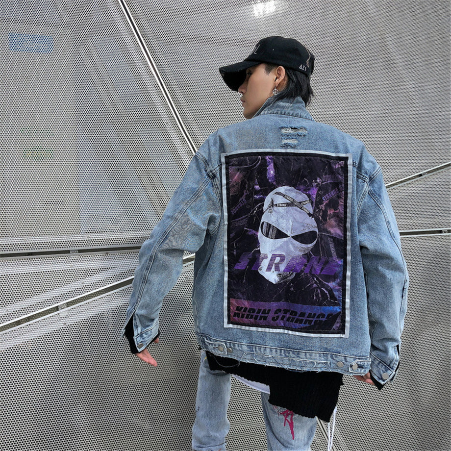 "STRANE" Veste en jean Denim Bleu - UBR1™ - URB1™ Vêtements Streetwear mode boutique streetwear shop