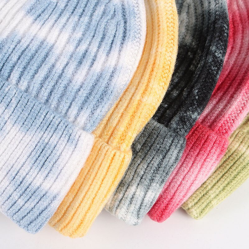 Unisex Beanie Men Short Hat Women 2020 Winter Fisherman Beanies For Ladies tie dye Print Autumn Hip Hop Knitted Cap Skullcap URB1™ Vêtements Streetwear URB1™ Vêtements Streetwear unisex