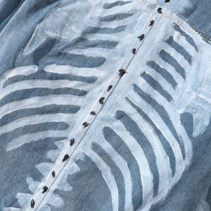 "SKELETON" Veste en jean demin Bleu - URB1™ - URB1™ Vêtements Streetwear mode boutique streetwear shop