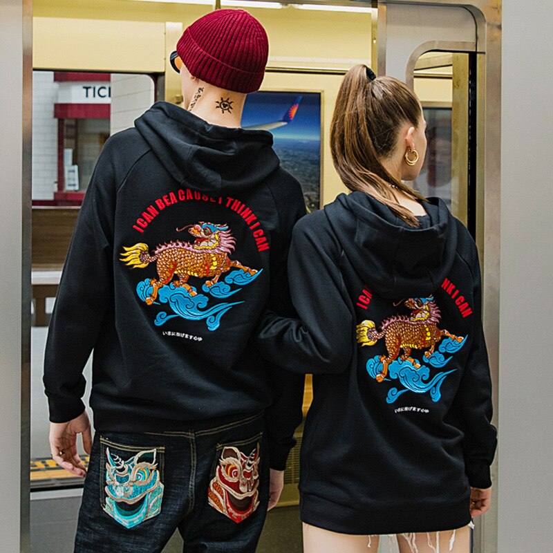 Embroidered Chinese style Hooded Sweatshirts Pullover Hoodies Men Harajuku Hip Hop Streetwear Hoodie Male Tops Autumn 2019 WG626 URB1™ Vêtements Streetwear URB1™ Vêtements Streetwear em