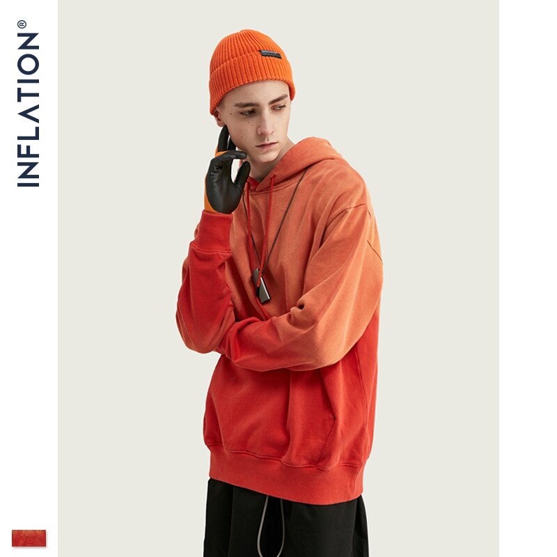 INFLATION Men Dip Dye Hoodies 2020 FW Streetwear Orange Oversized Male Hoodies Hip Hop 100% Cotton Men Winter Hoodies 9650W URB1™ Vêtements Streetwear URB1™ Vêtements Streetwear inflati
