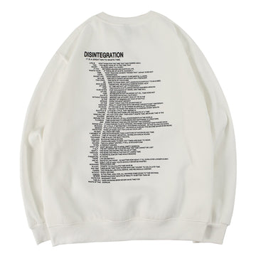 "DISINTEGRATION" Sweatshirt Crewneck Blanc - URB1™ - URB1™ Vêtements Streetwear mode boutique streetwear shop