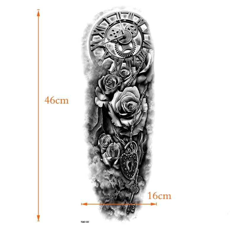 Mechanical clock lock Full Arm Waterproof Temporary Tattoos Men Kit Tattoo Arm Sleeves Temporary Tatoo Stickers Fake Tatoo Men URB1™ Vêtements Streetwear URB1™ Vêtements Streetwear mech