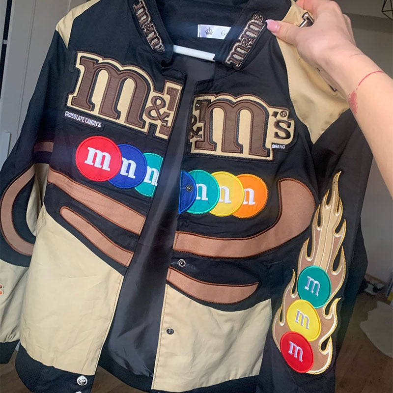 Embroidery M Letter Harajuku Baseball Jacket Coats Men Women Hip Hop Printed Couples Harajuku Patch Varsity Bomber Jackets M-3XL URB1™ Vêtements Streetwear URB1™ Vêtements Streetwear em