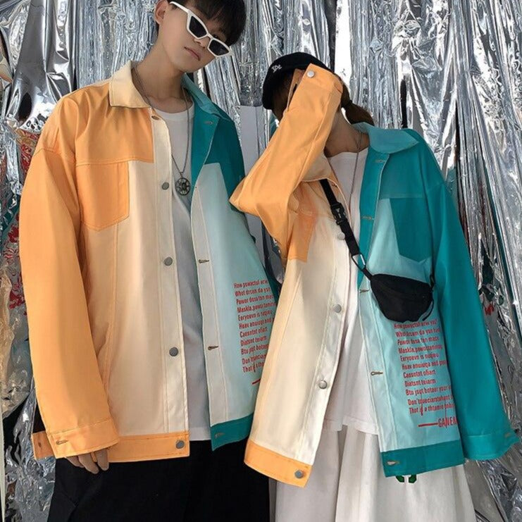 Una Reta Jackets Men Autumn New single breasted Gradient color stitching Jacket Fashion Men Hip Hop Streetwear Jacket Coat Man URB1™ Vêtements Streetwear URB1™ Vêtements Streetwear una-