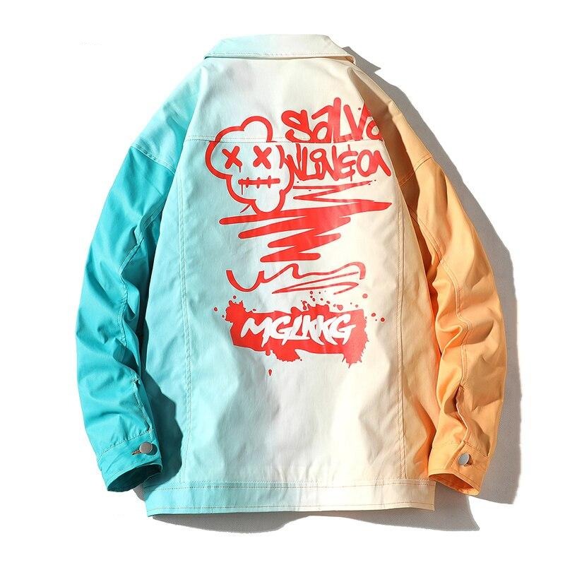 Una Reta Jackets Men Autumn New single breasted Gradient color stitching Jacket Fashion Men Hip Hop Streetwear Jacket Coat Man URB1™ Vêtements Streetwear URB1™ Vêtements Streetwear una-