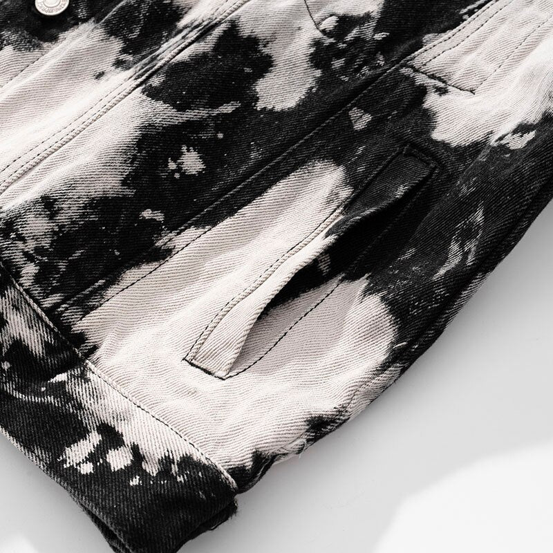 Men Hip Hop Denim Jacket Coat Streetwear Tie Dye Denim Jacket Coat 2021 Harajuku Cotton Casual Autumn Jacket Coat Outwear Black URB1™ Vêtements Streetwear URB1™ Vêtements Streetwear men