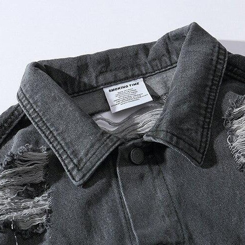 "ORIGINALITY" Veste en jean denim gris - URB1™ - URB1™ Vêtements Streetwear mode boutique streetwear shop
