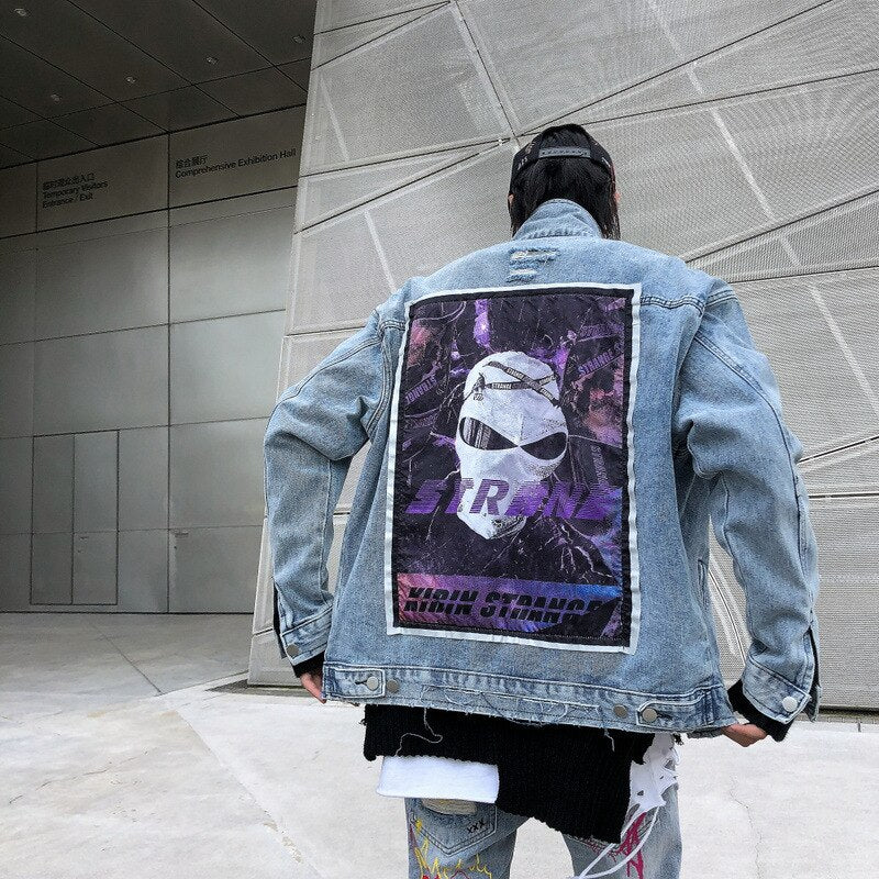 "STRANE" Veste en jean Denim Bleu - UBR1™ - URB1™ Vêtements Streetwear mode boutique streetwear shop