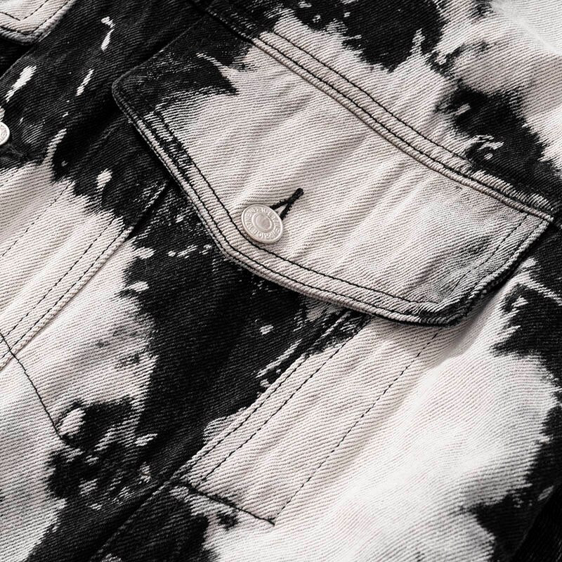 Men Hip Hop Denim Jacket Coat Streetwear Tie Dye Denim Jacket Coat 2021 Harajuku Cotton Casual Autumn Jacket Coat Outwear Black URB1™ Vêtements Streetwear URB1™ Vêtements Streetwear men