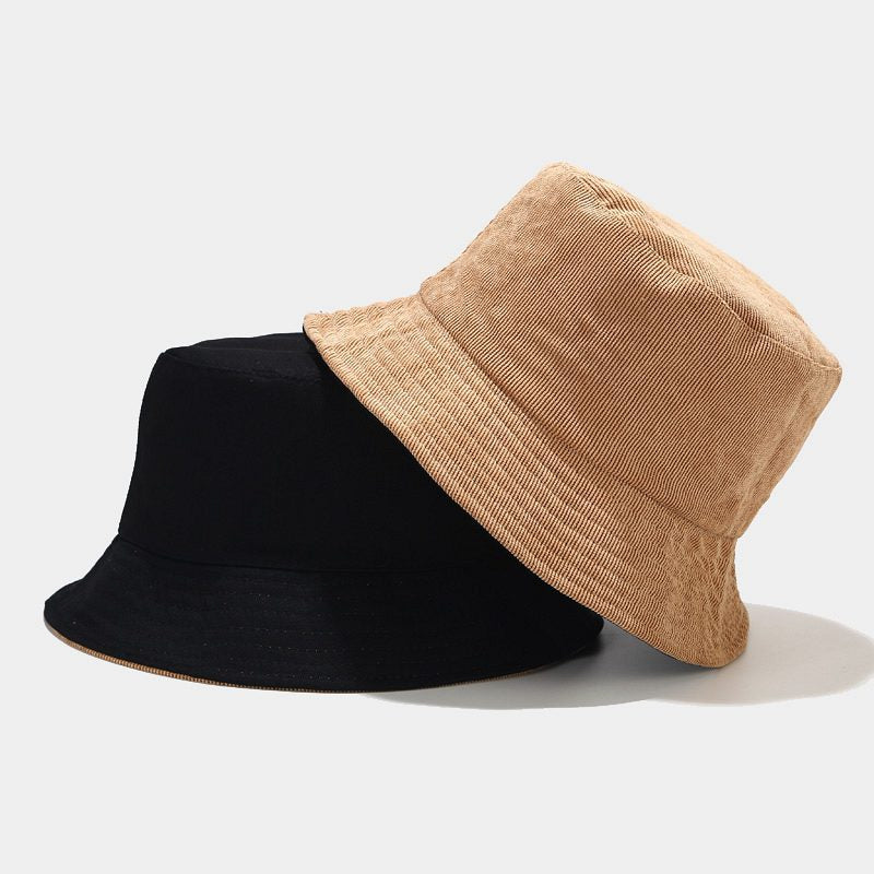 Two Side Reversible Corduroy Bucket Hat For Women Plain Men Panama Outdoor Hiking Beach Fishing Cap Sunscreen Female Sunhat Bob URB1™ Vêtements Streetwear URB1™ Vêtements Streetwear two