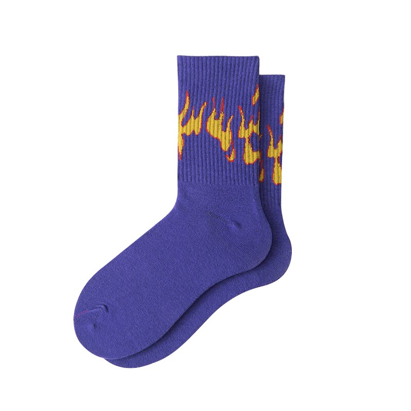 GONTHWID Fire Flame Socks Streetwear Hip Hop Fashion Harajuku Casual Cotton Skateboards Men Women Socks Black Blue White Pink URB1™ Vêtements Streetwear URB1™ Vêtements Streetwear gonth