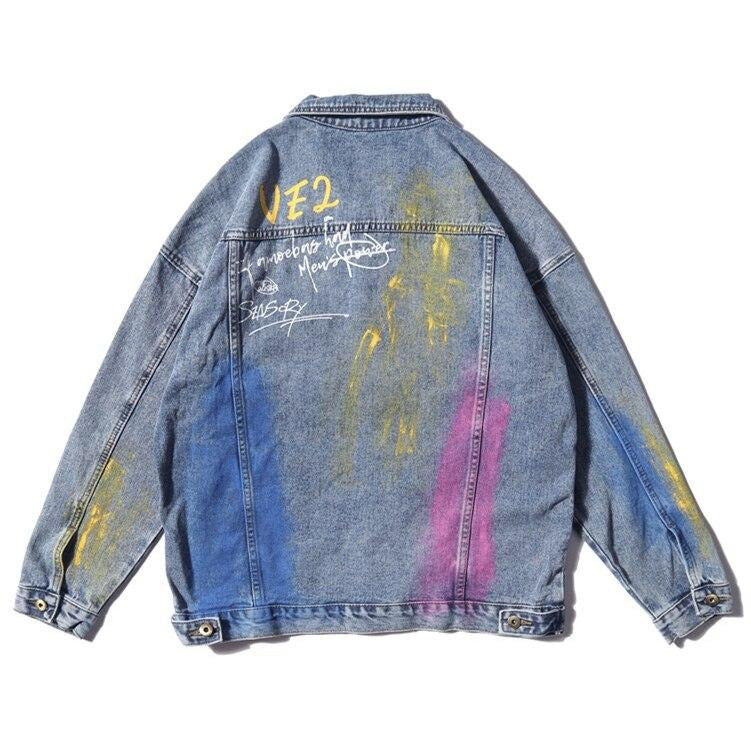 "GRAFFITI" Veste en jean denim Bleu - URB1™ - URB1™ Vêtements Streetwear mode boutique streetwear shop