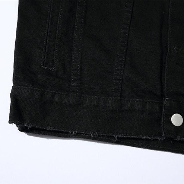 "STRANE" Veste en jean Denim Noir - UBR1™ - URB1™ Vêtements Streetwear mode boutique streetwear shop