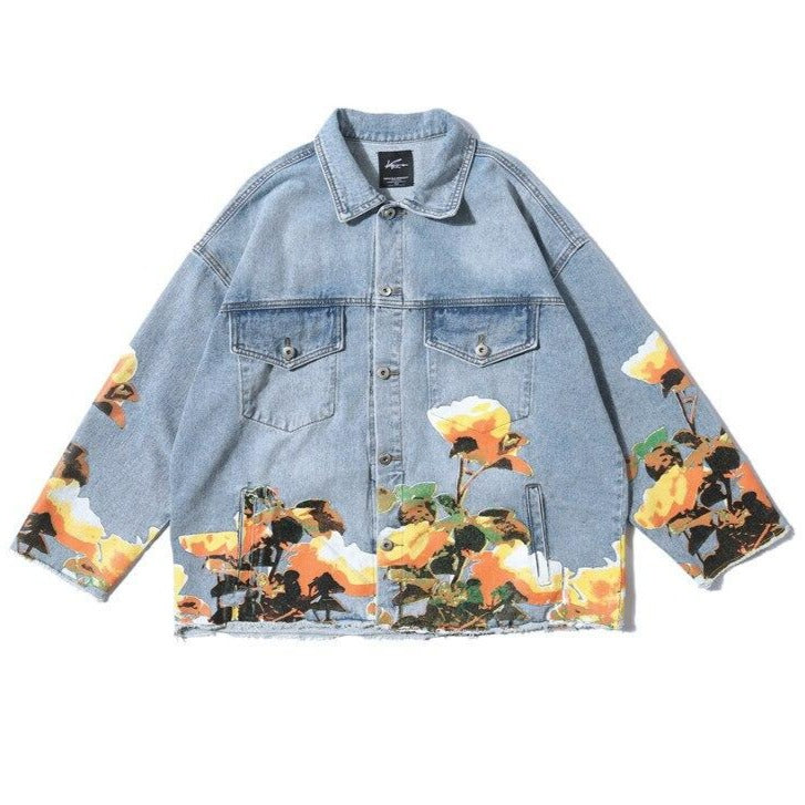 "FLOWER" Veste en jean denim - URB1™ - URB1™ Vêtements Streetwear mode boutique streetwear shop