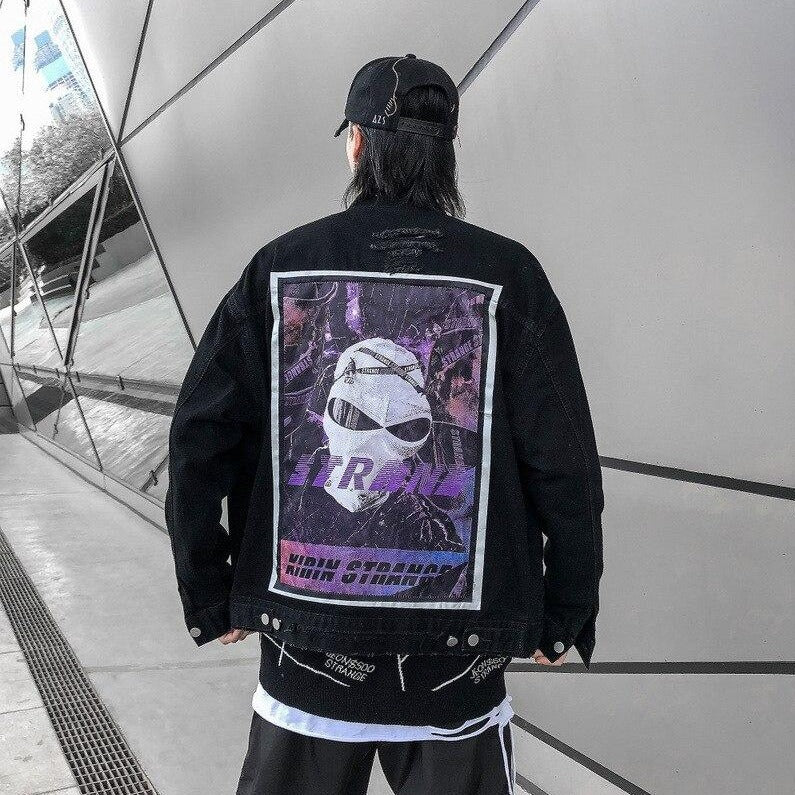 "STRANE" Veste en jean Denim Noir - UBR1™ - URB1™ Vêtements Streetwear mode boutique streetwear shop