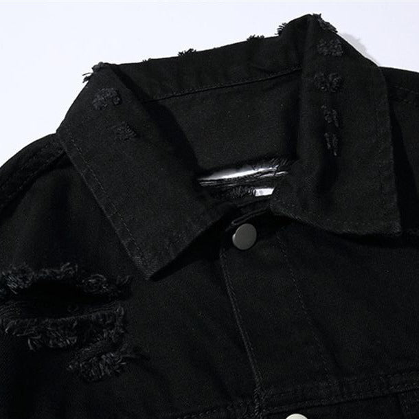 "STRANE" Veste en jean Denim Noir - UBR1™ - URB1™ Vêtements Streetwear mode boutique streetwear shop