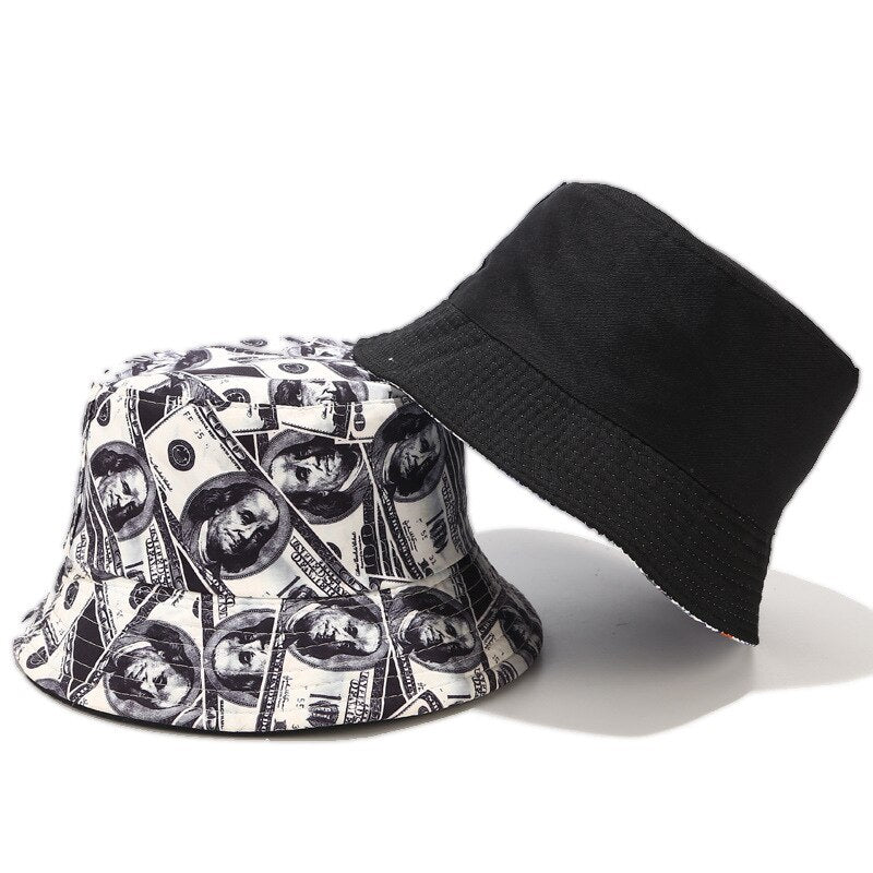 2020 New Dollar Print Bob Chapeau Streetwear Men Bucket Hats Two Side Reversible Fisherman Hat Outdoor Gorros Pescador Hip Hop URB1™ Vêtements Streetwear URB1™ Vêtements Streetwear 2020
