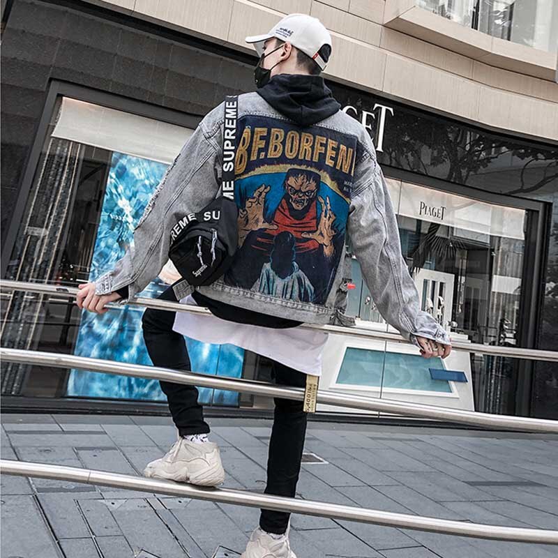 "BF.BORFEND" Veste en jean Denim Gris - URB1™ - URB1™ Vêtements Streetwear mode boutique streetwear shop