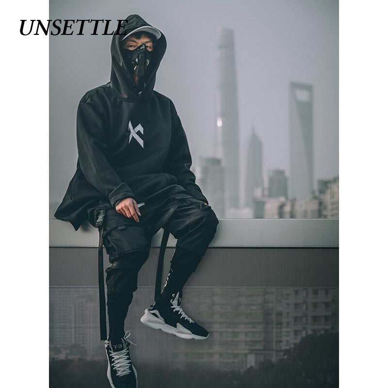 UNSETTLE japanese sweatshirt Mens Oversize Hoodies Long Cloak Hip Hop Gothic Outwear Streetwear Coat Harajuku Style Male Tops URB1™ Vêtements Streetwear URB1™ Vêtements Streetwear unset