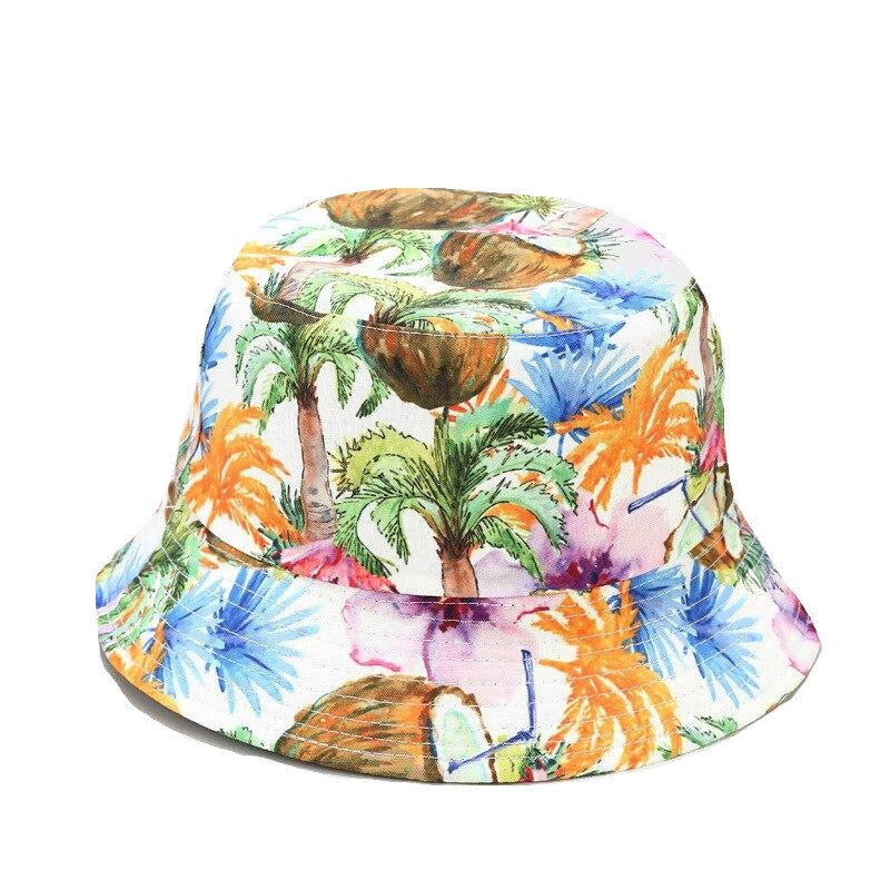 2021 Women's Cap Ins New Bucket Hat Botanical Flower Print Fisherman Hat For Women Spring Summer Outdoor Sun Protection Hat Men URB1™ Vêtements Streetwear URB1™ Vêtements Streetwear 202