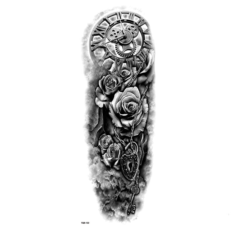 Mechanical clock lock Full Arm Waterproof Temporary Tattoos Men Kit Tattoo Arm Sleeves Temporary Tatoo Stickers Fake Tatoo Men URB1™ Vêtements Streetwear URB1™ Vêtements Streetwear mech