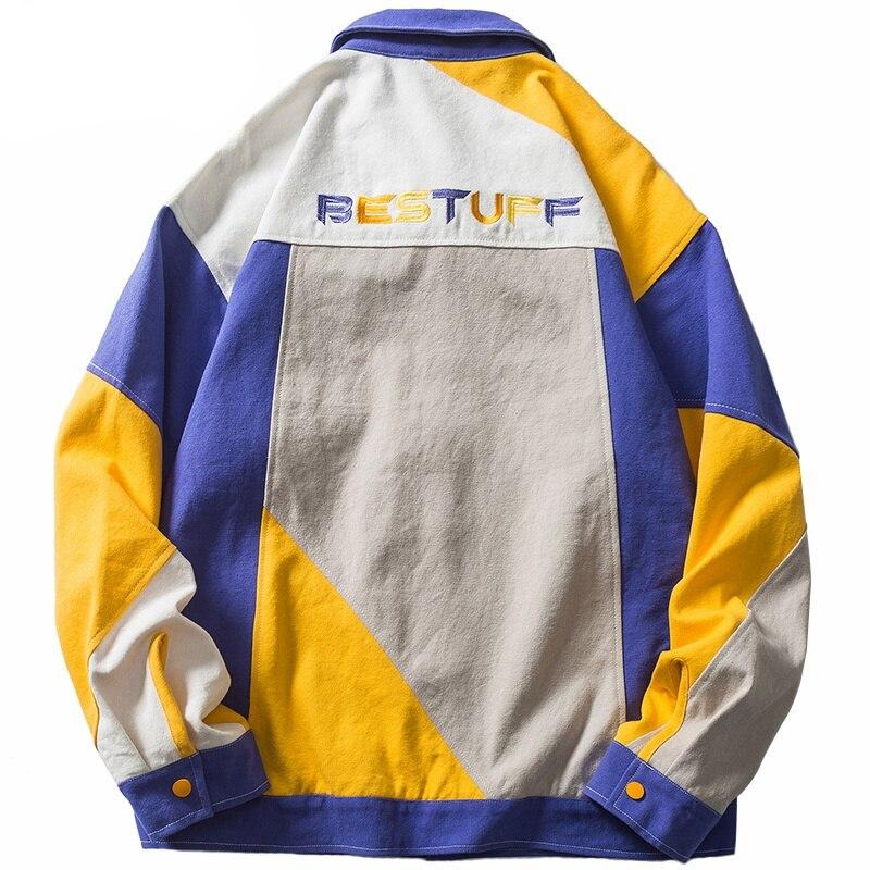 Hip Hop Streetwear Color Block Patchwork Denim Jacket Embroidery Letter Jacket Coat 2021 Men Autumn Harajuku Cotton Jacket Coat URB1™ Vêtements Streetwear URB1™ Vêtements Streetwear hip