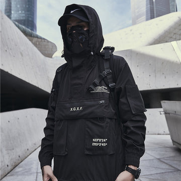 Men Hip Hop Streetwear Jacket Coat Black Windbreaker Cargo Jacket Pullover Harajuku 2021 Hooded Track Jacket Tactical Outwear URB1™ Vêtements Streetwear URB1™ Vêtements Streetwear men-h