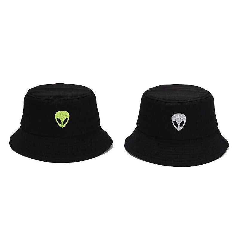 Green Black White Solid Alien Bucket Hat Unisex Bob Caps Hip Hop Gorros Men Women Summer Panama Cap Beach Sun Fishing Boonie Hat URB1™ Vêtements Streetwear URB1™ Vêtements Streetwear gr
