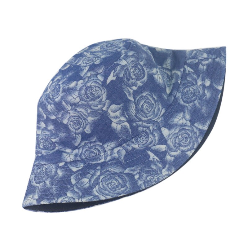 2020 Women Blue Rose Flower Print Cute Bucket Hat Reversible Fisherman Hat Panama Bucket Cap Outdoor Casual Sun Hat Bob Gorros URB1™ Vêtements Streetwear URB1™ Vêtements Streetwear 2020