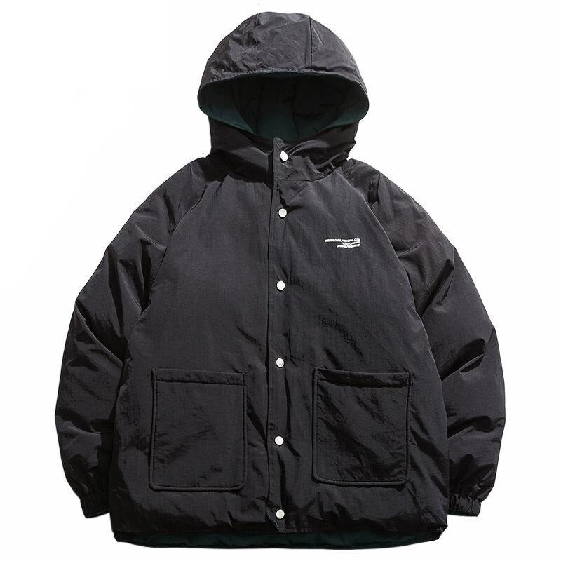 2020 Streetwear Hip Hop Reversible Jacket Parka Men Padded Jacket Windbreaker Harajuku Puffer Coat Warm Hooded Outwear Loose New URB1™ Vêtements Streetwear URB1™ Vêtements Streetwear 20