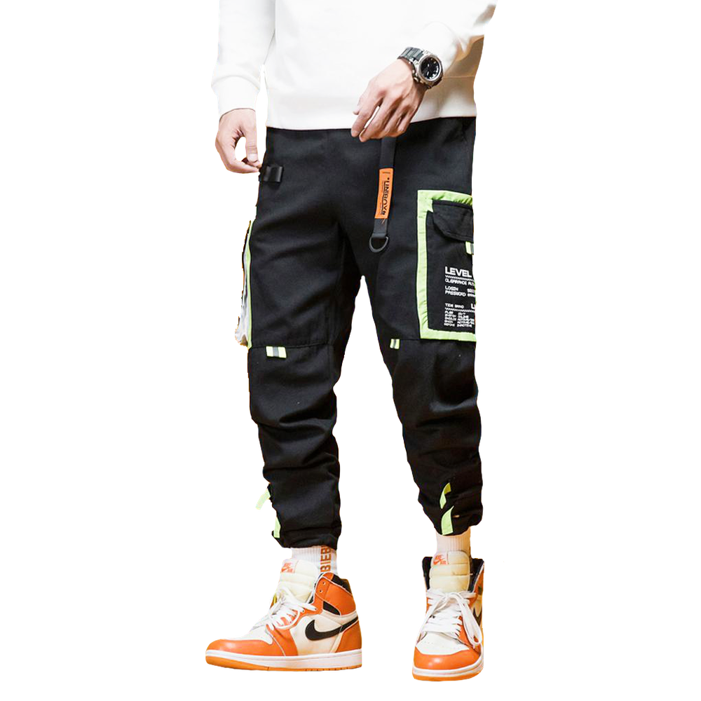 "LEVEL 7" Pantalon Cargo Poches Streetwear Noir - URB1™ - URB1™ Vêtements Streetwear mode boutique streetwear shop