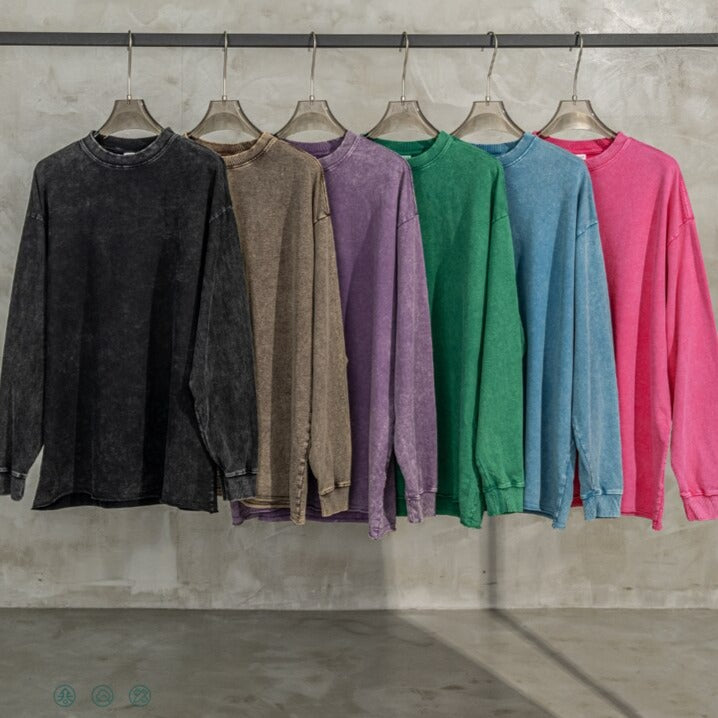 "DLVD" T-shirt Manches longues Molletonné Délavé - URB1™