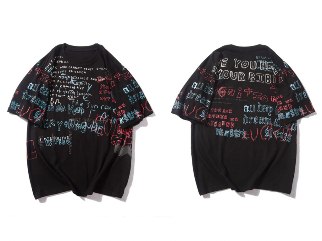 "THOUGHTS" T-shirt Noir oversize streetwear - URB1™ - URB1™ Vêtements Streetwear mode boutique streetwear shop